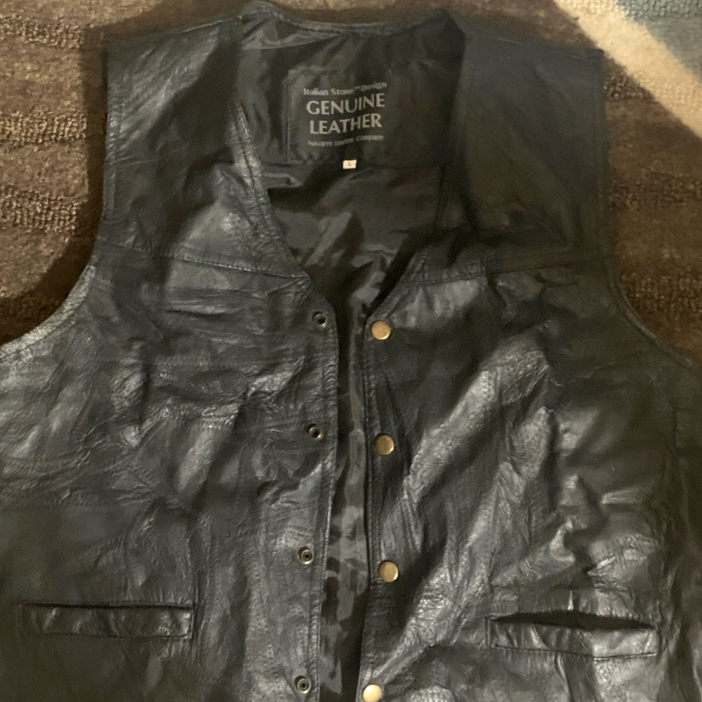 Black patchwork leather vest